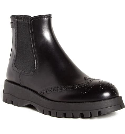 prada felt fur-lined lug sole boots|prada lug sole chelsea.